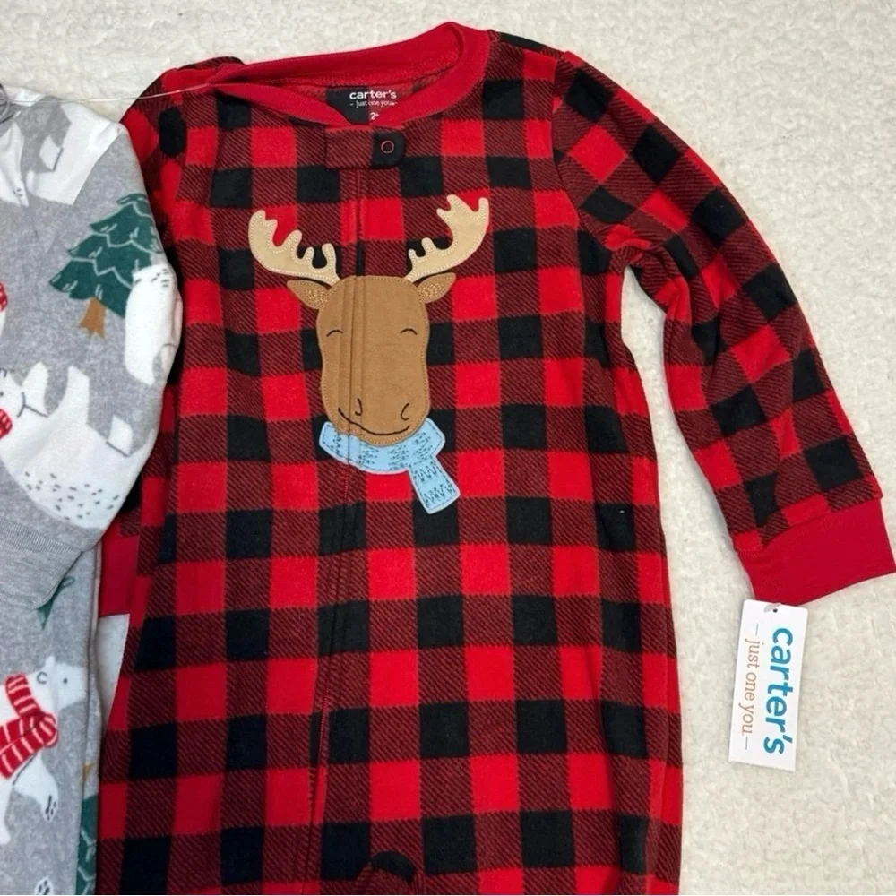 Carter’s Toddler Christmas Fleece Long Sleeve Footed Pajama - Picture 2 of 7